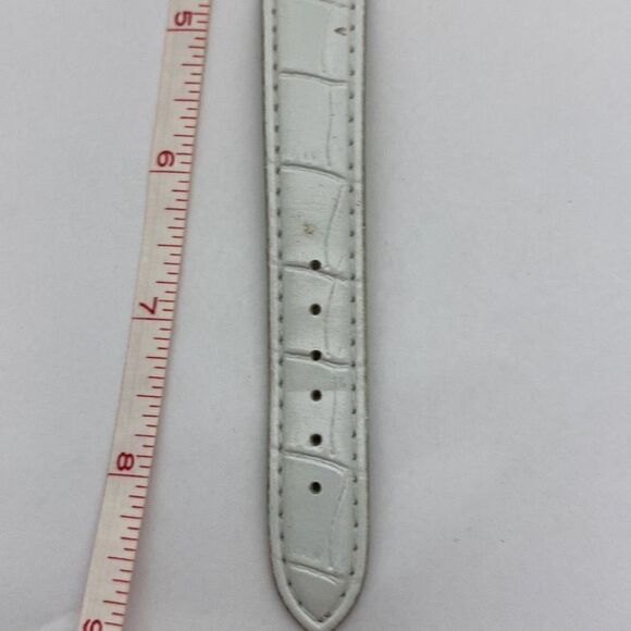 Cote d’ Azur Women's White & Gold Faux Leather Band Rhinestone Quartz Wristwatch - Picture 3 of 11